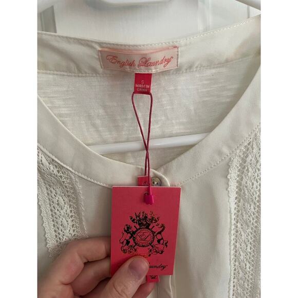 NEW English Laundry Women's S Short Sleeve Blouse Top White Ivory Grandma Sheer - Picture 4 of 14